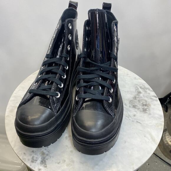 Converse Lugged Heel Platform Sneakers Women's 10 Black Patent Leather NIB - Picture 6 of 16